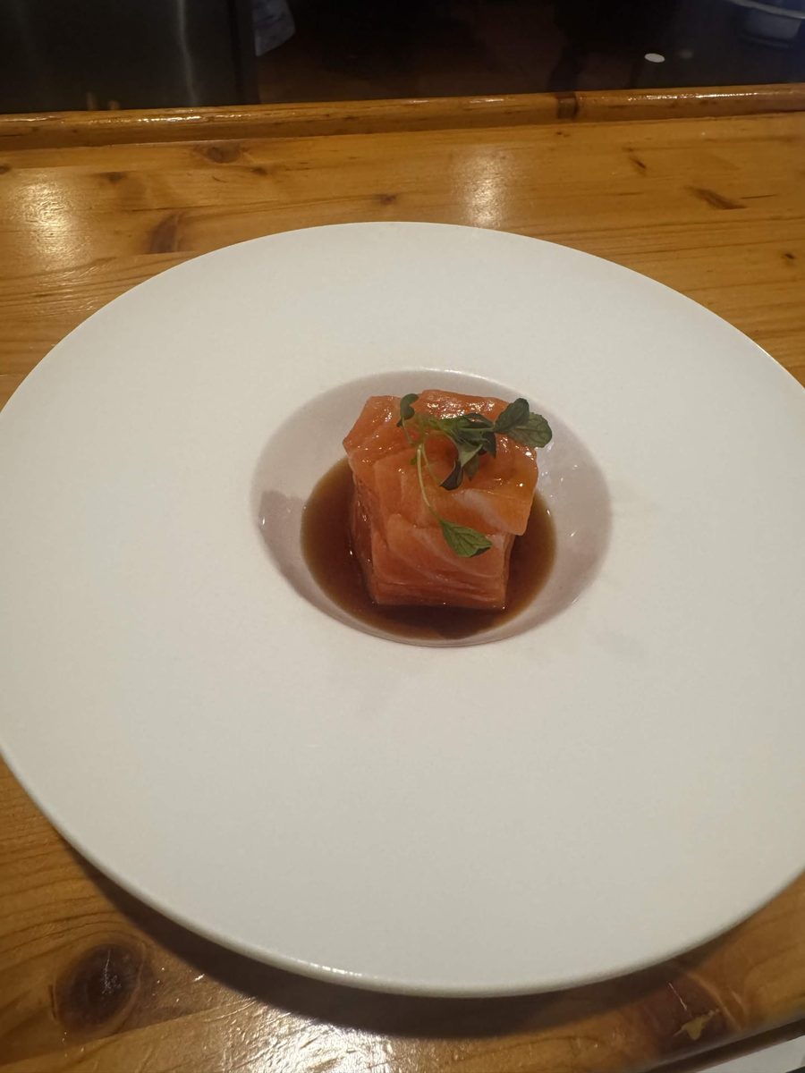 Salmon sashimi with truffle ponzu